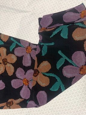 LuLaRoe Shirt- Black with Purple, Teal & Orange Flowers Size  Medium